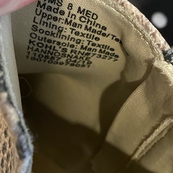 SNAKE Print Boots Size 8 Chelsea Bootie Size Zip Tan Black - Picture 8 of 9